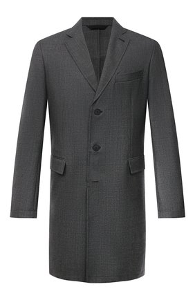 Мужской шерстяное пальто BRIONI темно-серого цвета, арт. S0QK0L/09A4A | Фото 1 (Мужское Кросс-КТ: пальто-верхняя одежда; Стили: Классический; Материал подклада: Хлопок; Рукава: Длинные; Длина (верхняя одежда): До середины бедра; Материал внешний: Шерсть)