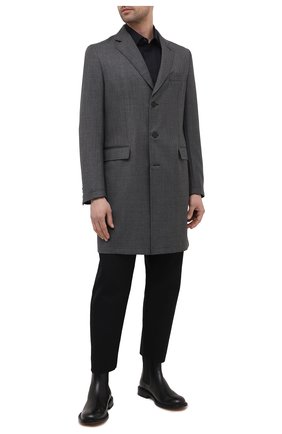 Мужской шерстяное пальто BRIONI темно-серого цвета, арт. S0QK0L/09A4A | Фото 2 (Мужское Кросс-КТ: пальто-верхняя одежда; Стили: Классический; Материал подклада: Хлопок; Рукава: Длинные; Длина (верхняя одежда): До середины бедра; Материал внешний: Шерсть)