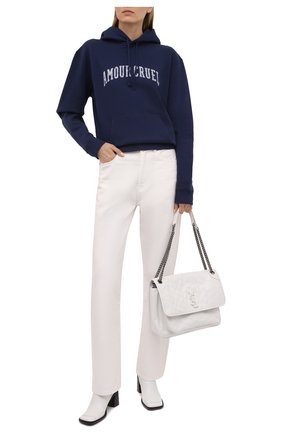 Женский хлопковое худи SAINT LAURENT синего цвета по цене 66250 руб., арт. 652526/Y36C0 | Фото 2 Женский хлопковое худи SAINT LAURENT синего цвета, арт. 652526/Y36C0 | Фото 2 (Рукава: Длинные; Длина (для топов): Стандартные; Материал внешний: Хлопок; Принт: С принтом; Стили: Спорт-шик; Женское Кросс-КТ: Худи-одежда)