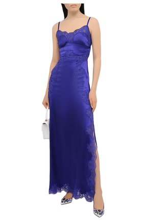 Женское шелковое платье DOLCE & GABBANA синего цвета по цене 257500 руб., арт. I6AE1W/GDZAP | Фото 2 Женское шелковое платье DOLCE & GABBANA синего цвета, арт. I6AE1W/GDZAP | Фото 2