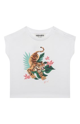 Детская хлопковая футболка KENZO белого цвета по цене 6240 руб., арт. K15099 | Фото 1 Детская хлопковая футболка KENZO белого цвета, арт. K15099 | Фото 1 (Материал внешний: Хлопок; Рукава: Короткие; Девочки Кросс-КТ: футболка-одежда; Ростовка одежда: 10 - 11 лет | 140 - 146см, 12 лет | 152 см, 3 года | 98 см, 4 года | 104 см, 6 лет | 116 см, 8 лет | 128 см)