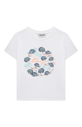 Детская хлопковая футболка KENZO белого цвета по цене 5660 руб., арт. K15101 | Фото 1 Детская хлопковая футболка KENZO белого цвета, арт. K15101 | Фото 1 (Материал внешний: Хлопок; Рукава: Короткие; Девочки Кросс-КТ: футболка-одежда; Ростовка одежда: 10 - 11 лет | 140 - 146см, 12 лет | 152 см, 3 года | 98 см, 4 года | 104 см, 6 лет | 116 см, 8 лет | 128 см)