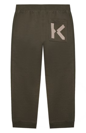 Детские хлопковые джоггеры KENZO хаки цвета по цене 10650 руб., арт. K24027 | Фото 2 Детские хлопковые джоггеры KENZO хаки цвета, арт. K24027 | Фото 2 (Материал внешний: Хлопок; Мальчики Кросс-КТ: Брюки-одежда, Брюки-спорт; Ростовка одежда: 10 - 11 лет | 140 - 146см, 12 лет | 152 см, 4 года | 104 см, 6 лет | 116 см, 8 лет | 128 см)