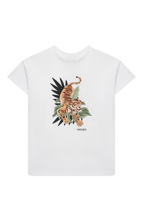 Детская хлопковая футболка KENZO белого цвета по цене 6240 руб., арт. K25106 | Фото 1 Детская хлопковая футболка KENZO белого цвета, арт. K25106 | Фото 1