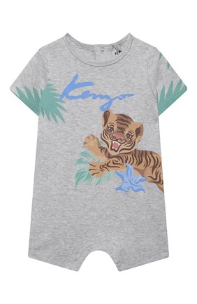 Детское хлопковый комбинезон KENZO светло-серого цвета по цене 9360 руб., арт. K94010 | Фото 1 Детское хлопковый комбинезон KENZO светло-серого цвета, арт. K94010 | Фото 1