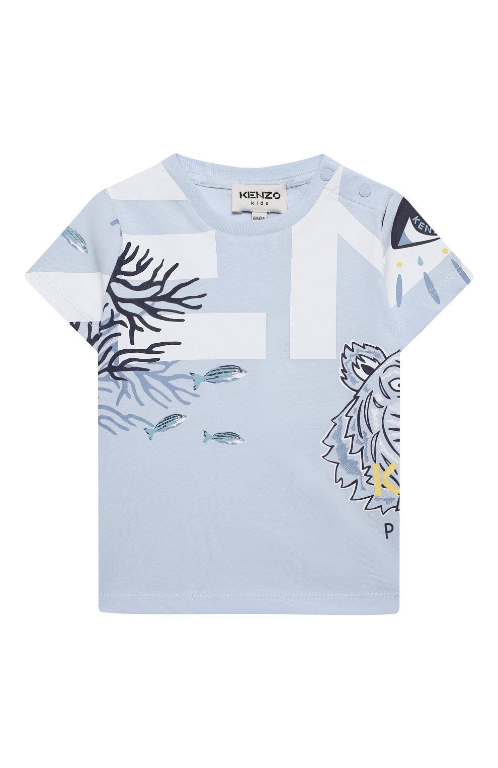 Детский хлопковая футболка KENZO голубого цвета, арт. K05046 | Фото 1
