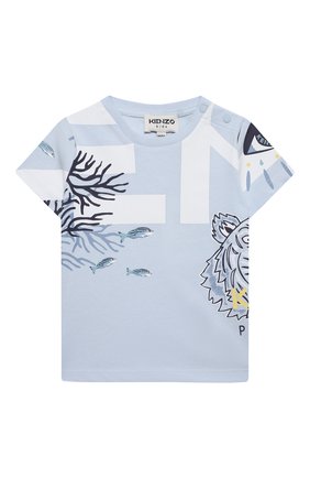 Детский хлопковая футболка KENZO голубого цвета по цене 6720 руб., арт. K05046 | Фото 1 Детский хлопковая футболка KENZO голубого цвета, арт. K05046 | Фото 1