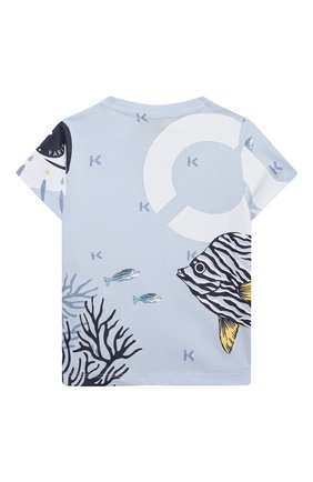 Детский хлопковая футболка KENZO голубого цвета по цене 6720 руб., арт. K05046 | Фото 2 Детский хлопковая футболка KENZO голубого цвета, арт. K05046 | Фото 2