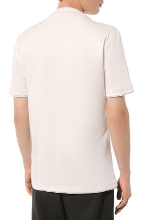Мужская хлопковая футболка BRUNELLO CUCINELLI белого цвета, арт. M0T617427 | Фото 4 (Принт: Без принта; Рукава: Короткие; Длина (для топов): Стандартные; Материал внешний: Хлопок; Размерность: Маломерит; Стили: Кэжуэл)