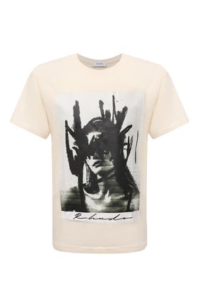 Мужская хлопковая футболка RHUDE светло-бежевого цвета по цене 28050 руб., арт. RHPS21TT00000006 | Фото 1 Мужская хлопковая футболка RHUDE светло-бежевого цвета, арт. RHPS21TT00000006 | Фото 1 (Материал внешний: Хлопок; Принт: С принтом; Стили: Кэжуэл; Рукава: Короткие; Длина (для топов): Стандартные)