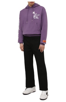 Мужской хлопковое худи HERON PRESTON фиолетового цвета по цене 38250 руб., арт. HMBB017S21JER0013501 | Фото 2 Мужской хлопковое худи HERON PRESTON фиолетового цвета, арт. HMBB017S21JER0013501 | Фото 2