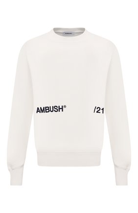Мужской хлопковый свитшот AMBUSH белого цвета по цене 39650 руб., арт. BMBA005S21FLE001 | Фото 1 Мужской хлопковый свитшот AMBUSH белого цвета, арт. BMBA005S21FLE001 | Фото 1