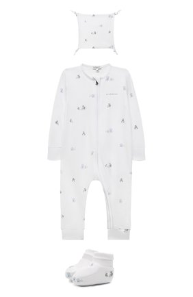 Детский комплект из трех предметов GIVENCHY белого цвета по цене 31200 руб., арт. H98107 | Фото 1 Детский комплект из трех предметов GIVENCHY белого цвета, арт. H98107 | Фото 1