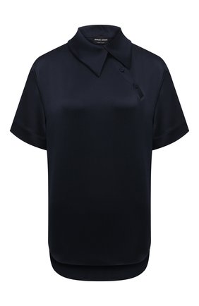 Женская шелковая блузка GIORGIO ARMANI темно-синего цвета по цене 117500 руб., арт. 1WHCC01I/T02MU | Фото 1 Женская шелковая блузка GIORGIO ARMANI темно-синего цвета, арт. 1WHCC01I/T02MU | Фото 1