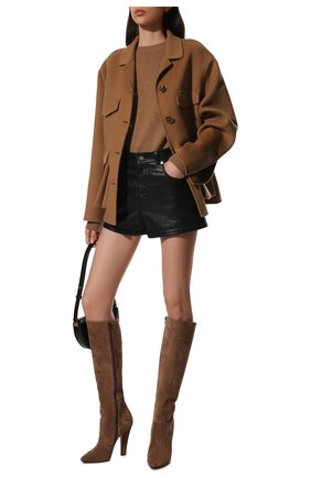 Женский шерстяной свитер SAINT LAURENT светло-коричневого цвета по цене 56700 руб., арт. 603084/YALK2 | Фото 2 Женский шерстяной свитер SAINT LAURENT светло-коричневого цвета, арт. 603084/YALK2 | Фото 2