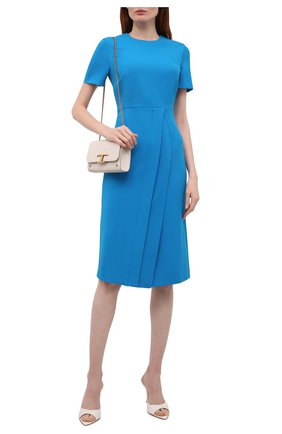 Женское комплект из платья и маски ROLAND MOURET синего цвета по цене 96050 руб., арт. SS21/S2271/F2196 | Фото 2 Женское комплект из платья и маски ROLAND MOURET синего цвета, арт. SS21/S2271/F2196 | Фото 2 (Материал внешний: Синтетический материал; Случай: Формальный; Длина Ж (юбки, платья, шорты): До колена; Материал подклада: Синтетический материал; Женское Кросс-КТ: Платье-одежда; Рукава: Короткие; Стили: Романтичный)
