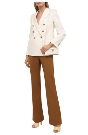 Женские хлопковые брюки VICTORIA BECKHAM коричневого цвета по цене 79600 руб., арт. 1221WTR002664D | Фото 2 Женские хлопковые брюки VICTORIA BECKHAM коричневого цвета, арт. 1221WTR002664D | Фото 2