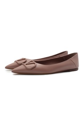 Женские кожаные балетки vlogo signature VALENTINO темно-бежевого цвета по цене 62350 руб., арт. VW0S0BH4/MZF | Фото 1 Женские кожаные балетки vlogo signature VALENTINO темно-бежевого цвета, арт. VW0S0BH4/MZF | Фото 1