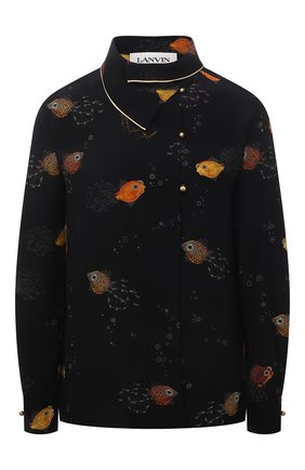 Женская шелковая блузка LANVIN черного цвета по цене 137000 руб., арт. RW-T00008-4895-E21 | Фото 1 Женская шелковая блузка LANVIN черного цвета, арт. RW-T00008-4895-E21 | Фото 1