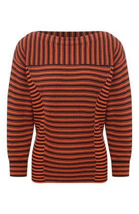 Женский хлопковый пуловер CHLOÉ оранжевого цвета, арт. CHC21UMP14550 | Фото 1 (Рукава: 3/4; Стили: Кэжуэл; Материал внешний: Хлопок; Женское Кросс-КТ: Пуловер-одежда; Длина (для топов): Стандартные; Региональные ограничения белый список (Axapta Mercury): RU)