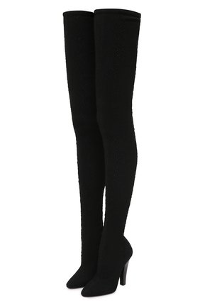 Женские текстильные ботфорты SAINT LAURENT черного цвета по цене 139000 руб., арт. 657928/10G00 | Фото 1 Женские текстильные ботфорты SAINT LAURENT черного цвета, арт. 657928/10G00 | Фото 1 (Материал внешний: Текстиль; Материал внутренний: Натуральная кожа; Каблук тип: Устойчивый; Высота голенища: Высокие; Подошва: Плоская; Каблук высота: Высокий)