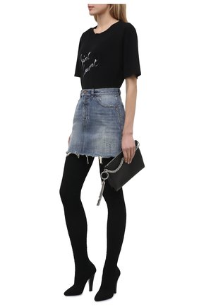 Женские текстильные ботфорты SAINT LAURENT черного цвета по цене 139000 руб., арт. 657928/10G00 | Фото 2 Женские текстильные ботфорты SAINT LAURENT черного цвета, арт. 657928/10G00 | Фото 2 (Материал внешний: Текстиль; Материал внутренний: Натуральная кожа; Каблук тип: Устойчивый; Высота голенища: Высокие; Подошва: Плоская; Каблук высота: Высокий)
