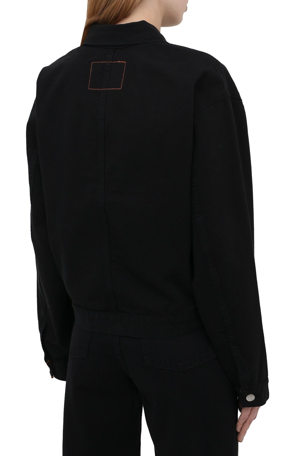Женская джинсовая куртка HERON PRESTON FOR CALVIN KLEIN черного цвета, арт. K10K108256 | Фото 4 (Кросс-КТ: Куртка, Деним; Рукава: Длинные; Стили: Гранж; Материал внешний: Хлопок; Длина (верхняя одежда): Короткие)