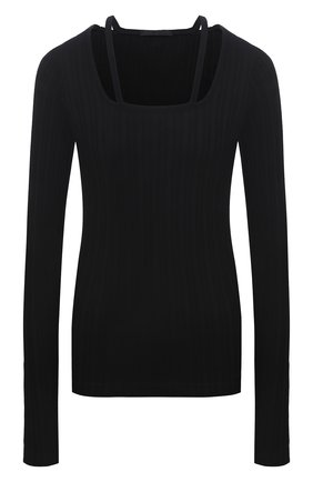 Женский хлопковый пуловер HELMUT LANG черного цвета по цене 23250 руб., арт. L01HW504 | Фото 1 Женский хлопковый пуловер HELMUT LANG черного цвета, арт. L01HW504 | Фото 1