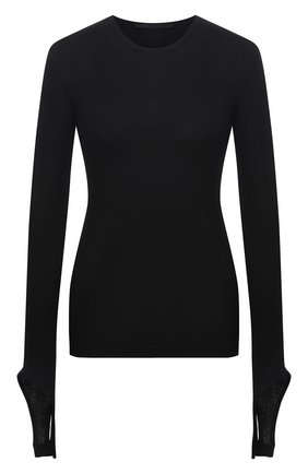 Женский хлопковый пуловер HELMUT LANG черного цвета по цене 19150 руб., арт. L02HW507 | Фото 1 Женский хлопковый пуловер HELMUT LANG черного цвета, арт. L02HW507 | Фото 1