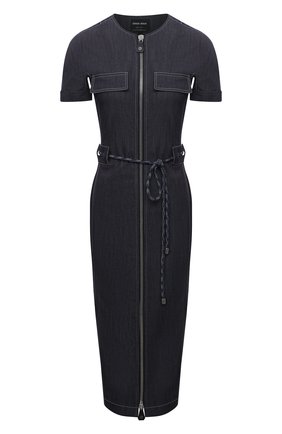 Женское джинсовое платье GIORGIO ARMANI темно-синего цвета по цене 164000 руб., арт. 1WHVA08K/T02T5 | Фото 1 Женское джинсовое платье GIORGIO ARMANI темно-синего цвета, арт. 1WHVA08K/T02T5 | Фото 1 (Длина Ж (юбки, платья, шорты): Миди; Материал внешний: Лиоцелл, Растительное волокно; Женское Кросс-КТ: Платье-одежда; Рукава: Короткие; Стили: Кэжуэл; Случай: Повседневный; Кросс-КТ: Деним)