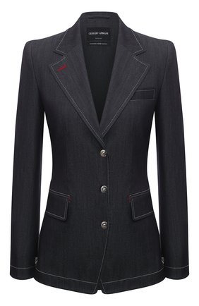 Женский джинсовый жакет GIORGIO ARMANI темно-синего цвета по цене 199500 руб., арт. 1WHGG00E/T02T5 | Фото 1 Женский джинсовый жакет GIORGIO ARMANI темно-синего цвета, арт. 1WHGG00E/T02T5 | Фото 1