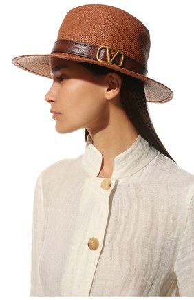 Женская соломенная шляпа  VALENTINO коричневого цвета, арт. VW0HAA31/EXY | Фото 2 (Материал: Растительное волокно)