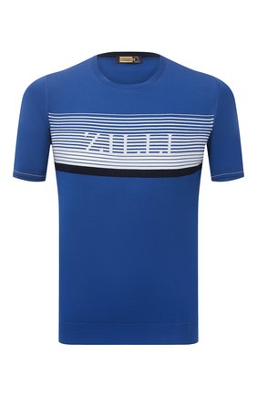 Мужской джемпер из хлопка и шелка ZILLI синего цвета по цене 82950 руб., арт. MBV-RN120-SUMM1/MC01 | Фото 1 Мужской джемпер из хлопка и шелка ZILLI синего цвета, арт. MBV-RN120-SUMM1/MC01 | Фото 1 (Мужское Кросс-КТ: Джемперы; Материал внешний: Хлопок, Шелк; Длина (для топов): Стандартные; Вырез: Круглый; Принт: С принтом; Рукава: Короткие; Стили: Кэжуэл)