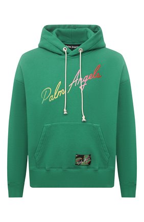 Мужской хлопковое худи PALM ANGELS зеленого цвета по цене 62300 руб., арт. PMBB058S21FLE0035584 | Фото 1 Мужской хлопковое худи PALM ANGELS зеленого цвета, арт. PMBB058S21FLE0035584 | Фото 1