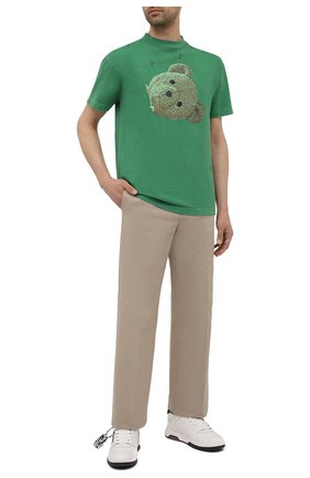 Мужская хлопковая футболка PALM ANGELS зеленого цвета, арт. PMAA001S21JER0145510 | Фото 2 (Материал внешний: Хлопок; Длина (для топов): Стандартные; Рукава: Короткие; Стили: Гранж; Мужское Кросс-КТ: Футболка-одежда; Принт: С принтом)
