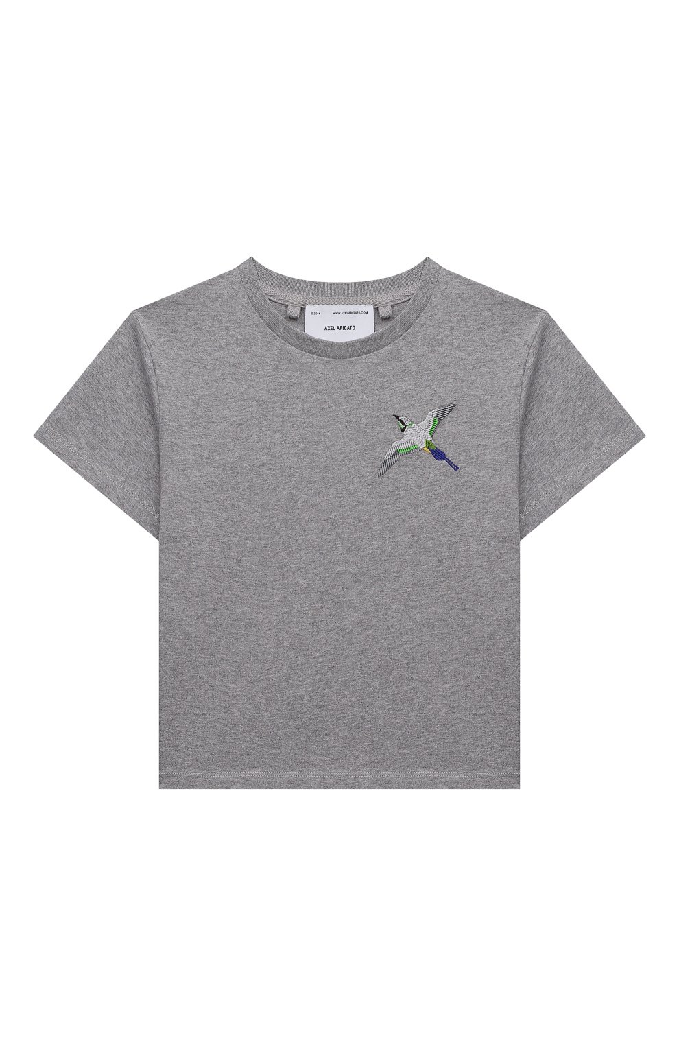 Детская хлопковая футболка AXEL ARIGATO серого цвета, арт. 15532 | Фото 1 (Рукава: Короткие; Материал внешний: Хлопок; Ростовка одежда: 36 мес | 98 см, 4 года | 104 см, 6 лет | 116 см, 8 лет | 128 см)