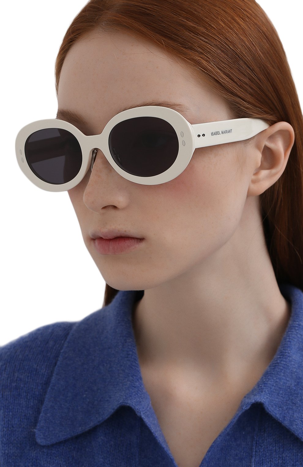 Женские солнцезащитные очки ISABEL MARANT белого цвета, арт. IM0003 SZJ | Фото 2 (Региональные ограничения белый список (Axapta Mercury): RU; Тип очков: С/з; Опт ика Гендер: оптика-женское; Очки форма: Овальные)