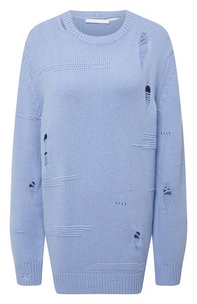 Женский свитер из шерсти и кашемира HELMUT LANG голубого цвета по цене 46500 руб., арт. L01HW709 | Фото 1 Женский свитер из шерсти и кашемира HELMUT LANG голубого цвета, арт. L01HW709 | Фото 1
