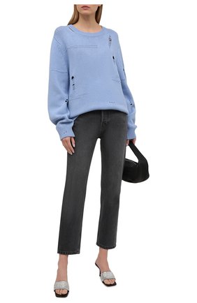 Женский свитер из шерсти и кашемира HELMUT LANG голубого цвета по цене 46500 руб., арт. L01HW709 | Фото 2 Женский свитер из шерсти и кашемира HELMUT LANG голубого цвета, арт. L01HW709 | Фото 2
