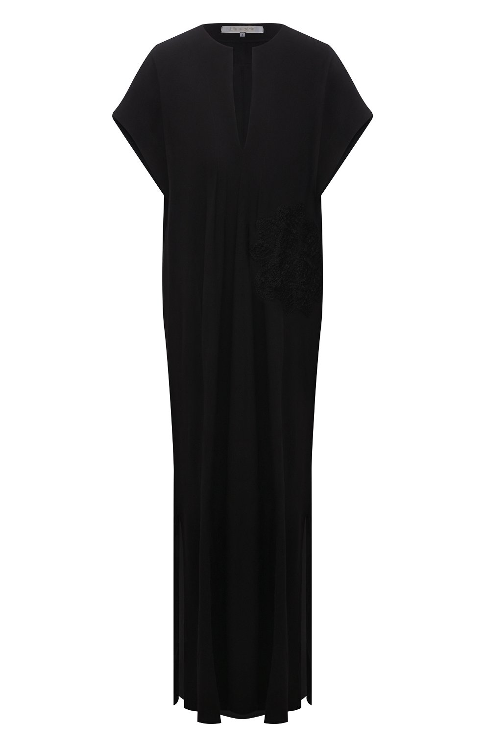 Женское платье из вискозы LILA EUGENIE черного цвета, арт. 2110 | Фото 1 (Рукава: Короткие; Случай: Повседневный; Длина Ж (юбки, платья, шорты): Миди; Материал внешний: Вискоза; Женское Кросс-КТ: Платье-одежда; Стили: Кэжуэл)