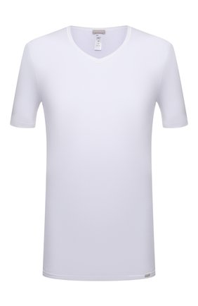 Мужская хлопковая футболка HANRO белого цвета, арт. 073000 | Фото 1 (Длина (для топов): Стандартные; Рукава: Короткие; Кросс-КТ: домашняя одежда; Мужское Кросс-КТ: Футболка-белье; Материал внешний: Хлопок)