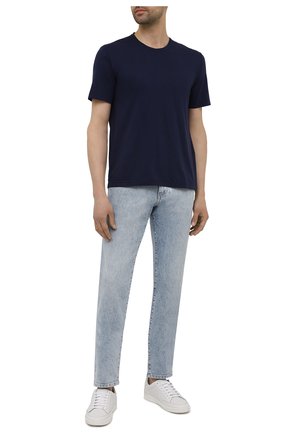 Мужская хлопковая футболка ASPESI темно-синего цвета, арт. S1 A 3107 C089 | Фото 2 (Принт: Без принта; Материал внешний: Хлопок; Длина (для топов): Стандартные; Рукава: Короткие; Стили: Кэжуэл)