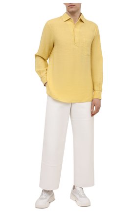 Мужская льняная рубашка LORO PIANA желтого цвета по цене 58050 руб., арт. FAL6150 | Фото 2 Мужская льняная рубашка LORO PIANA желтого цвета, арт. FAL6150 | Фото 2