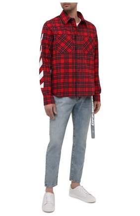Мужская хлопковая рубашка OFF-WHITE красного цвета по цене 48750 руб., арт. 0MGA133S21FAB001 | Фото 2 Мужская хлопковая рубашка OFF-WHITE красного цвета, арт. 0MGA133S21FAB001 | Фото 2