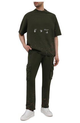 Мужской хлопковый свитшот OFF-WHITE хаки цвета по цене 49300 руб., арт. 0MBA050S21FLE002 | Фото 2 Мужской хлопковый свитшот OFF-WHITE хаки цвета, арт. 0MBA050S21FLE002 | Фото 2