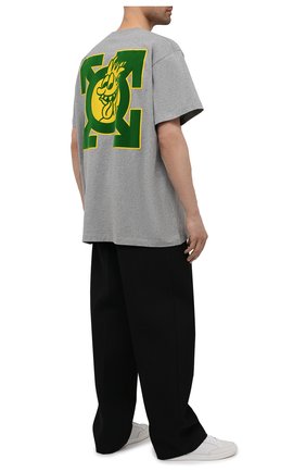 Мужская хлопковая футболка OFF-WHITE серого цвета по цене 27200 руб., арт. 0MAA038S21JER011 | Фото 2 Мужская хлопковая футболка OFF-WHITE серого цвета, арт. 0MAA038S21JER011 | Фото 2