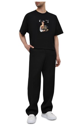Мужская хлопковая футболка OFF-WHITE черного цвета по цене 24650 руб., арт. 0MAA038S21JER006 | Фото 2 Мужская хлопковая футболка OFF-WHITE черного цвета, арт. 0MAA038S21JER006 | Фото 2