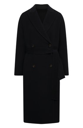 Женское кашемировое пальто BRUNELLO CUCINELLI темно-синего цвета, арт. ML4549680P | Фото 1 (Материал внешний: Шерсть, Кашемир; Стили: Кэжуэл; Рукава: Длинные; Длина (верхняя одежда): Длинные; 1-2-бортные: Двубортные)