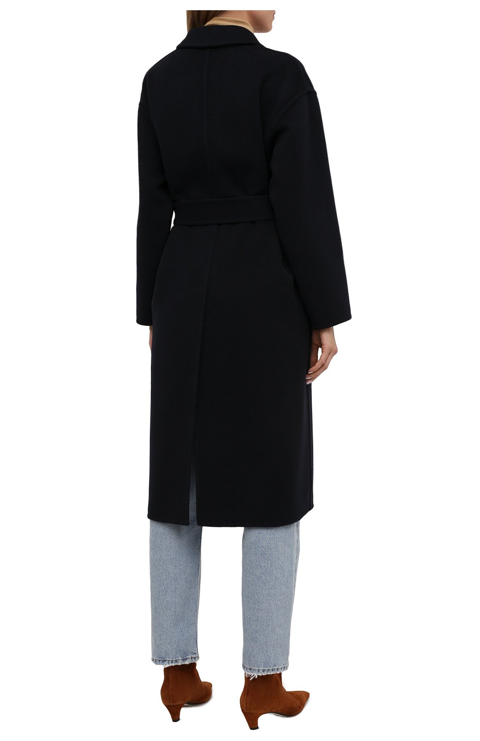 Женское кашемировое пальто BRUNELLO CUCINELLI темно-синего цвета, арт. ML4549680P | Фото 4 (Материал внешний: Шерсть, Кашемир; Рукава: Длинные; Длина (верхняя одежда): Длинные; 1-2-бортные: Двубортные; Стили: Кэжуэл)