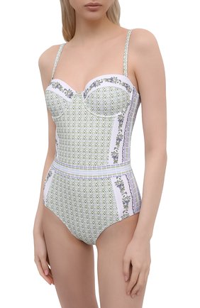 Женский слитный купальник TORY BURCH голубого цвета по цене 29950 руб., арт. 57060 | Фото 2 Женский слитный купальник TORY BURCH голубого цвета, арт. 57060 | Фото 2